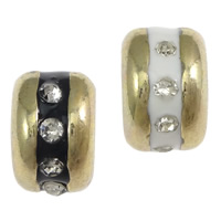 Rhinestone Zinc Alloy Beads Rondelle plated enamel & with rhinestone nickel lead & cadmium free Approx 7.5mm Sold By Lot