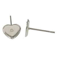 Brass Earring Stud Component Heart platinum color plated nickel lead & cadmium free 0.8mm Inner Approx Sold By Lot