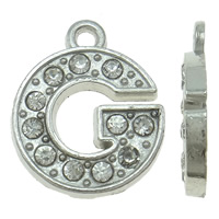Tibetan Style Alphabet and number Pendants, Letter, platinum color plated, different styles for choice & with rhinestone, nickel, lead & cadmium free, Hole:Approx 1-2mm, 100PCs/Bag, Sold By Bag