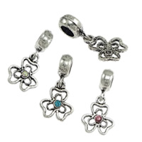 Brass European Pendant Flower antique silver color plated nickel lead & cadmium free 28mm Approx 4.5mm Sold By Lot