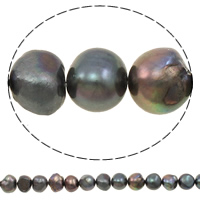 Perles nacres baroques de culture d'eau douce , perle d'eau douce cultivée, vert foncé, grade A, 10-11mm, Trou:Environ 0.8mm, Vendu par 14.5 pouce brin