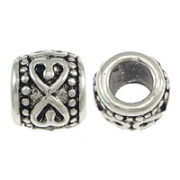Brass European Beads, Column, antique silver color plated, without troll, nickel, lead & cadmium free, 8x9mm, Hole:Approx 4.5mm, 200PCs/Lot, Sold By Lot