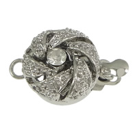 Brass Box Clasp Flat Round platinum color plated with rhinestone & single-strand nickel lead & cadmium free Approx 2mm Sold By Lot