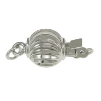Brass Box Clasp, Round, platinum color plated, single-strand & corrugated, nickel, lead & cadmium free, 15x8mm, Hole:Approx 2mm, 100PCs/Lot, Sold By Lot