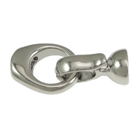 Brass Fold Over Clasp, platinum color plated, with end cap, nickel, lead & cadmium free, 26mm, 15x12x5mm, 15.5x8x3.5mm, 6.5mm, Hole:Approx 6mm, 50Sets/Lot, Sold By Lot
