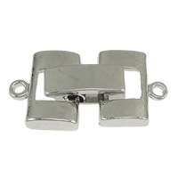 Brass Fold Over Clasp, platinum color plated, single-strand, nickel, lead & cadmium free, 20mm, 10x10x2mm, 10x4x3mm, Hole:Approx 1mm, 100Sets/Lot, Sold By Lot