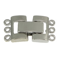 Brass Fold Over Clasp, platinum color plated, 3-strand, nickel, lead & cadmium free, 20mm, 11x9x2.5mm, 10x4.5x4mm, Hole:Approx 1mm, 100Sets/Lot, Sold By Lot