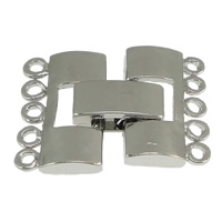 Brass Fold Over Clasp, platinum color plated, 5-strand, nickel, lead & cadmium free, 21mm, 15x10x3mm, 10x4.5x4mm, Hole:Approx 1mm, 100Sets/Lot, Sold By Lot