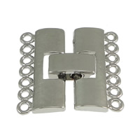 Brass Fold Over Clasp, platinum color plated, 7-strand, nickel, lead & cadmium free, 22mm, 21x10.5x2mm, 10x5x4mm, Hole:Approx 1.5mm, 50Sets/Lot, Sold By Lot