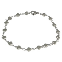 Stainless Steel Jewelry Bracelet heart chain original color Length Approx 8 Inch Sold By Lot