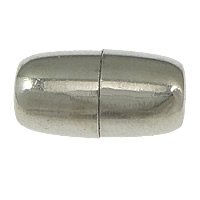 Messing Magnetverschluss, oval, Platinfarbe platiniert, frei von Nickel, Blei & Kadmium, 15x8mm, Bohrung:ca. 4mm, 200PCs/Menge, verkauft von Menge