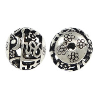 Zinc Alloy Jewelry Beads Round antique silver color plated hollow nickel lead & cadmium free 14mm Approx 2mm Sold By Lot