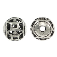 Zinc Alloy Jewelry Beads Round antique silver color plated hollow nickel lead & cadmium free 8mm Approx 1.5mm Sold By Lot