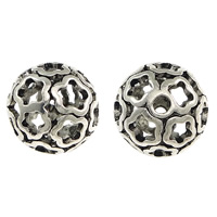 Tibetan Style Large Hole Bead, Round, antique silver color plated, hollow, nickel, lead & cadmium free, 25mm, Hole:Approx 3.8mm, 50PCs/Lot, Sold By Lot