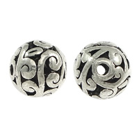 Zinc Alloy Jewelry Beads Round antique silver color plated hollow nickel lead & cadmium free 11mm Approx 2mm Sold By Lot