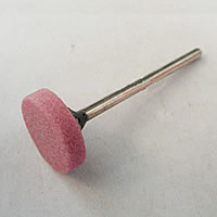 Stainless Steel Polishing Grinding Head, with Carborundum, Flat Round, pink, 14x3mm,2.35mm, 60PCs/Lot, Sold By Lot