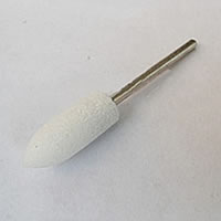 ROSTFRITT STÅL Polersliphuvud, med Carborundum, Bullet, vit, 10x44mm,2.2mm, 100PC/Lot, Säljs av Lot