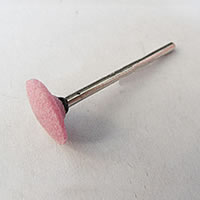 Stainless Steel Polishing Grinding Head, with Carborundum, Saucer, pink, 14x3mm,2.35mm, 50PCs/Lot, Sold By Lot