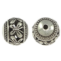 Tibetan Style Hollow Beads, Round, antique silver color plated, nickel, lead & cadmium free, 14mm, Hole:Approx 2mm, 200PCs/Lot, Sold By Lot