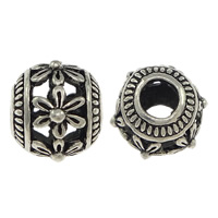 Tibetan Style Hollow Beads, Drum, antique silver color plated, nickel, lead & cadmium free, 13x16mm, Hole:Approx 5.5mm, 200PCs/Lot, Sold By Lot