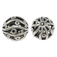 Tibetan Style Hollow Beads, Oval, antique silver color plated, nickel, lead & cadmium free, 15x15mm, Hole:Approx 2mm, 200PCs/Lot, Sold By Lot