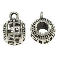 Tibetan Style Bail Beads, Drum, antique silver color plated, hollow, nickel, lead & cadmium free, 12.50x19mm, Hole:Approx 2.5mm, 6mm, 200PCs/Lot, Sold By Lot