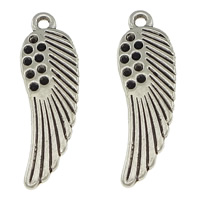 Tibetan Style Pendant Rhinestone Setting, Wing Shape, antique silver color plated, nickel, lead & cadmium free, 8x25.50x1.50mm, Hole:Approx 2mm, Inner Diameter:Approx 1mm, 500PCs/Lot, Sold By Lot