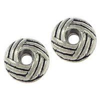 Tibetan Style Flat Beads, Flat Round, antique silver color plated, nickel, lead & cadmium free, 10x10x4mm, Hole:Approx 3mm, 1000PCs/Lot, Sold By Lot
