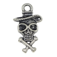 Tibetan Style Pendant Rhinestone Setting, Skull, antique silver color plated, nickel, lead & cadmium free, 10.50x18x4mm, Hole:Approx 2mm, Inner Diameter:Approx 2mm, 1000PCs/Lot, Sold By Lot