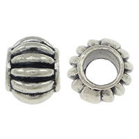 Zinc Alloy Jewelry Beads Drum antique silver color plated corrugated nickel lead & cadmium free Approx 4mm Sold By Lot