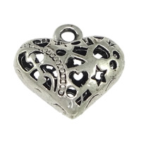 Tibetan Style Heart Pendants, antique silver color plated, hollow, nickel, lead & cadmium free, 20x20x9mm, Hole:Approx 2mm, 100PCs/Lot, Sold By Lot
