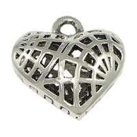 Tibetan Style Heart Pendants, antique silver color plated, hollow, nickel, lead & cadmium free, 20x20x9mm, Hole:Approx 3mm, 100PCs/Lot, Sold By Lot