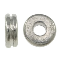Tibetan Style Flat Beads, Flat Round, platinum color plated, nickel, lead & cadmium free, 2.50x7x2.50mm, Hole:Approx 2.5mm, 1000PCs/Lot, Sold By Lot