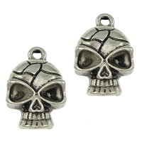 Tibetan Style Pendant Rhinestone Setting, Skull, antique silver color plated, nickel, lead & cadmium free, 12x18x4.50mm, Hole:Approx 2mm, Inner Diameter:Approx 4mm, 300PCs/Lot, Sold By Lot