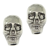 Tibetan Style Beads Setting, Skull, antique silver color plated, nickel, lead & cadmium free, 7.50x11x8mm, Hole:Approx 2.5mm, Inner Diameter:Approx 2mm, 300PCs/Lot, Sold By Lot