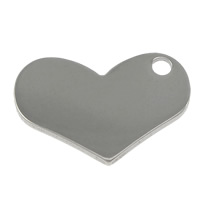 Coração de aço inoxidável pingentes, cor original, 19x13x1.50mm, Buraco:Aprox 2mm, 500PCs/Lot, vendido por Lot