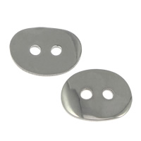 Oval knapp Lås, ROSTFRITT STÅL, Flat Oval, ursprungliga färgen, 14x11x1mm, Hål:Ca 1.8mm, 1000PC/Lot, Säljs av Lot