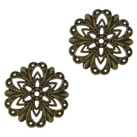 Tibetan Style Jewelry Cabochons, Flower, antique bronze color plated, flat back & hollow, lead & cadmium free, 21x21x0.50mm, 1000PCs/Lot, Sold By Lot