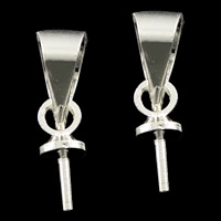 Brass Peg Bail, silver color plated, lead & cadmium free, 3x11x15mm, 1mm, Hole:Approx 3x5mm, 1000PCs/Lot, Sold By Lot