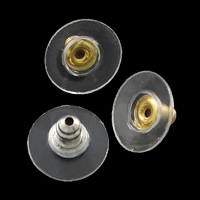 Ορείχαλκος Βαρέλι Bullet Style Ear Nut, με καουτσούκ earnut, επιχρυσωμένο, περισσότερα χρώματα για την επιλογή, μόλυβδο \x26amp; κάδμιο ελεύθεροι, 11x7mm, 5000PCs/Παρτίδα, Sold Με Παρτίδα