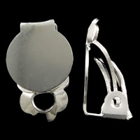 Messing ørering klip komponent, sølvfarvet forgyldt, bly & cadmium fri, 10x16x7mm, 500pc'er/Lot, Solgt af Lot