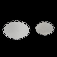 Brass Cabochon Flat Oval platinum color plated & flat back lead & cadmium free Sold By Lot