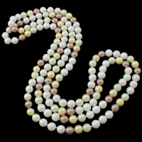South Sea Shell Sweater Chain Necklace, Round, natural, more colors for choice, 7-8mm, Sold Per Approx 52.5 Inch Strand