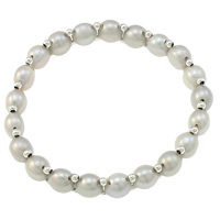 Freshwater Cultured Pearl Bracelet Freshwater Pearl with Brass Button natural grey 8mm Length Approx 7 Inch Sold By Bag