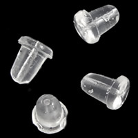Rubber Barrel Bullet Style Ear Nut, white, 4x6mm, Hole:Approx 0.8mm, 5Bags/Lot, Sold By Lot