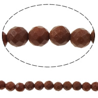 Goldstone perler, Runde, facetteret, kaffe farve, 10mm, Hole:Ca. 1mm, Ca. 40pc'er/Strand, Solgt Per Ca. 15 inch Strand