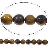 Tiger Eye pärlor, Rund, 10mm, Hål:Ca 1mm, Ca 39PC/Strand, Såld Per Ca 15 inch Strand