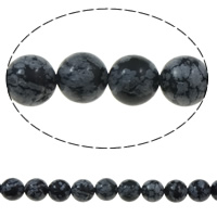 Schneeflocke Obsidian, rund, 10mm, Bohrung:ca. 1mm, ca. 38PCs/Strang, verkauft per ca. 15 ZollInch Strang