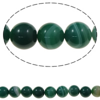 Perle agate verte naturelle, Rond, 12mm, Trou:Environ 1mm, Environ 33PC/brin, Vendu par Environ 15 pouce brin