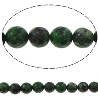 Ruby i Zoisite Bead, Runde, facetteret, 8mm, Hole:Ca. 1.5mm, Ca. 48pc'er/Strand, Solgt Per Ca. 15 inch Strand